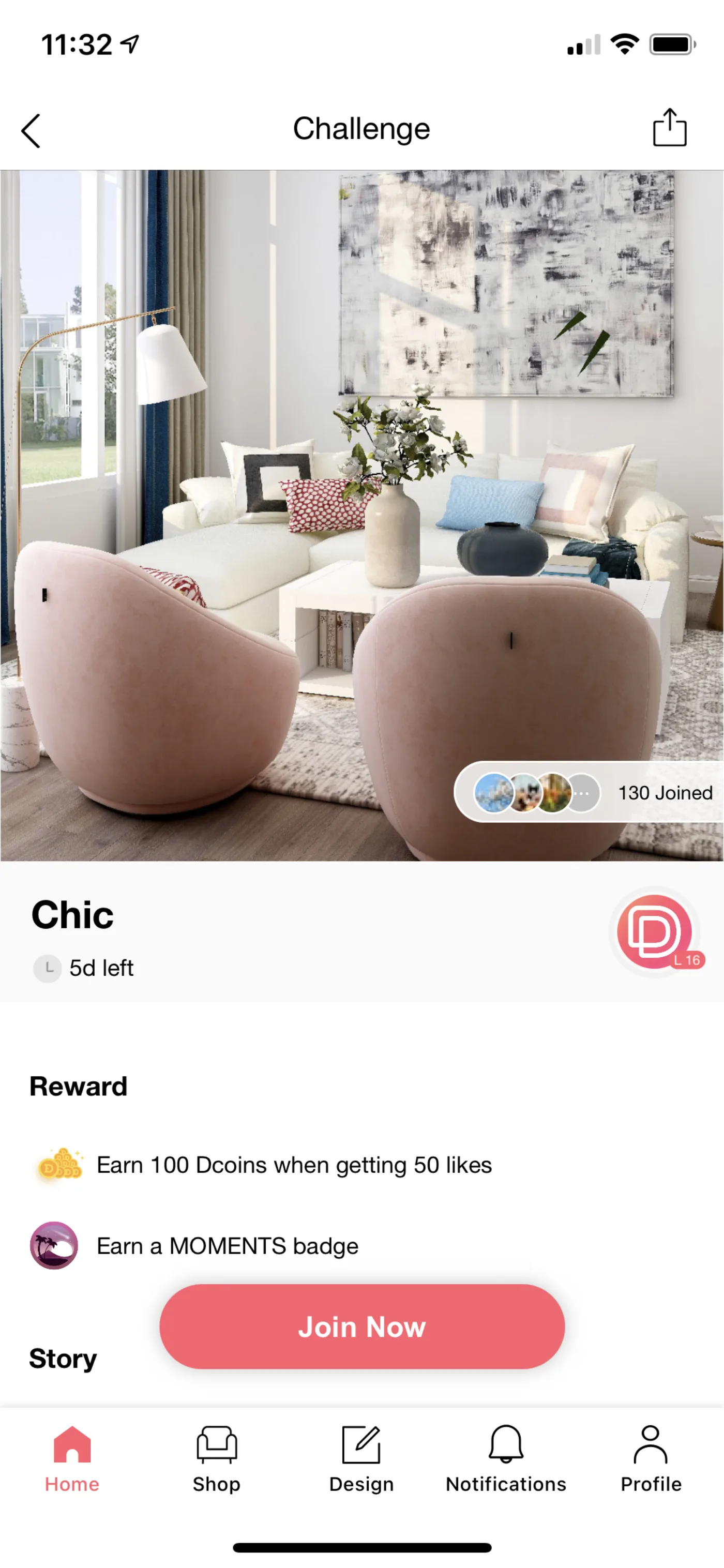 DecorMatters virtual gifts for commenting — mobile UI